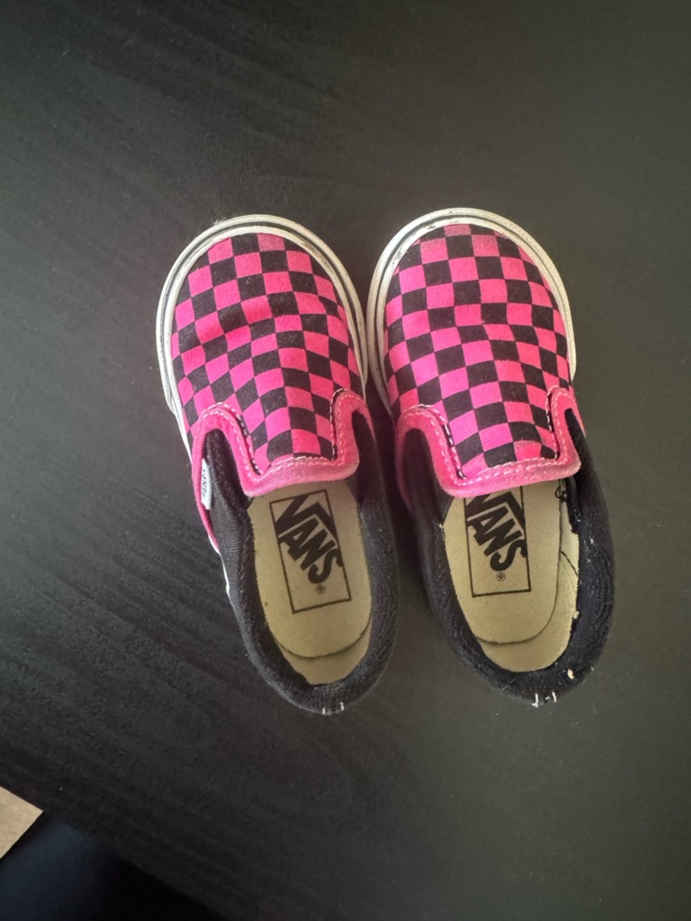 Vans Kids Slip-On Checkerboard Shoes - Pink/Black